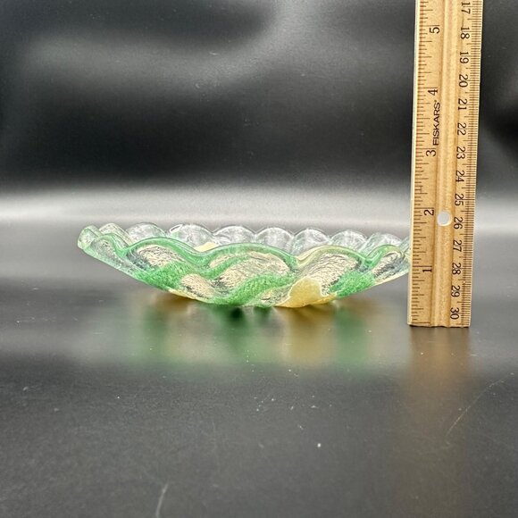 Fused Glass Bowl Pink Iris Flowers Ruffled Edge Signed Art Dish Sydenstricker - Picture 8 of 8